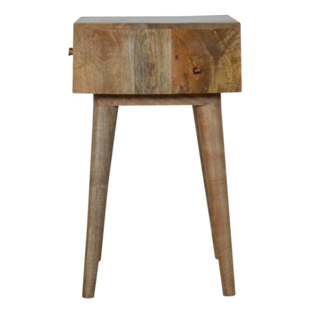 Cube Carved Bedside Table | Geometric Mango Wood Design | 1 Drawer Bedroom Furniture
