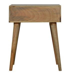 Cube Carved Bedside Table | Geometric Mango Wood Design | 1 Drawer Bedroom Furniture