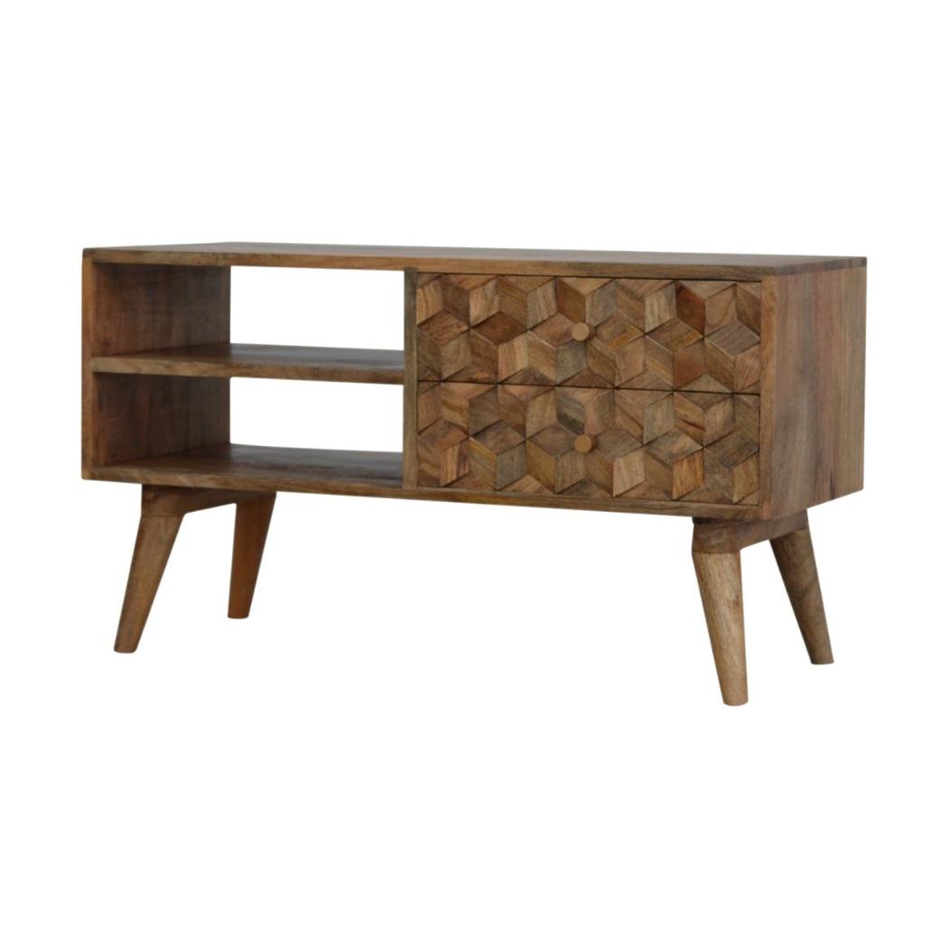 Cube Carved Media Unit | Cube-Carved Detail | TV & Media Storage