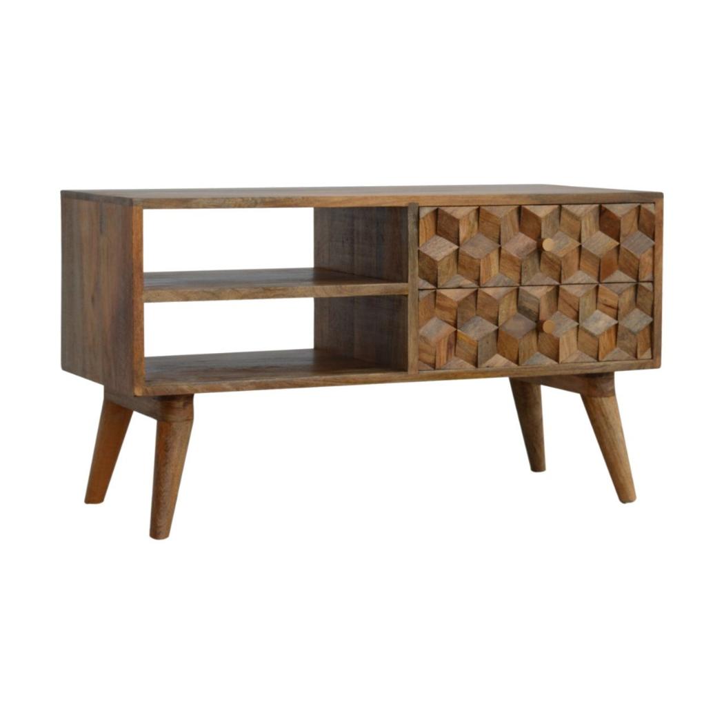 Cube Carved Media Unit | Cube-Carved Detail | TV & Media Storage