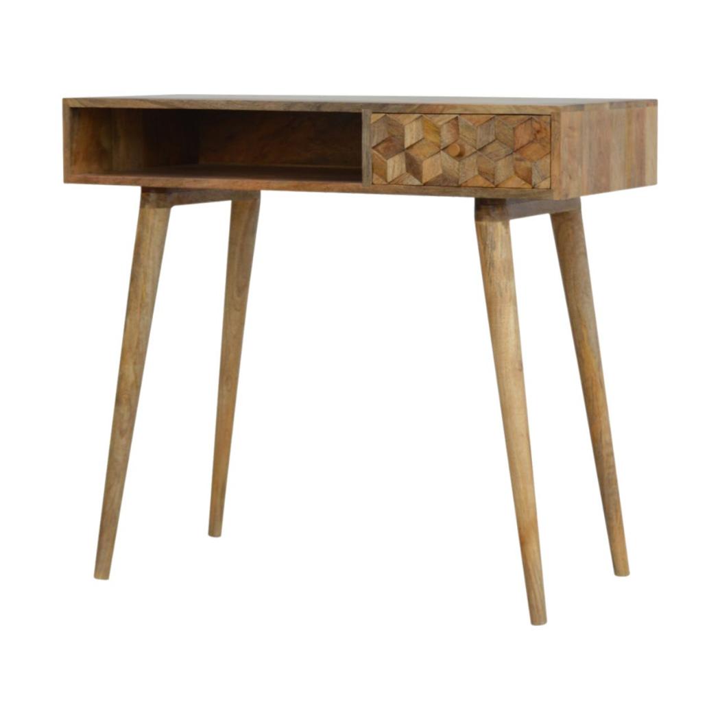 Cube Carved Writing Desk | Cube-Carved Detail | Home Office Desk