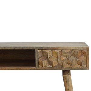 Cube Carved Writing Desk | Cube-Carved Detail | Home Office Desk