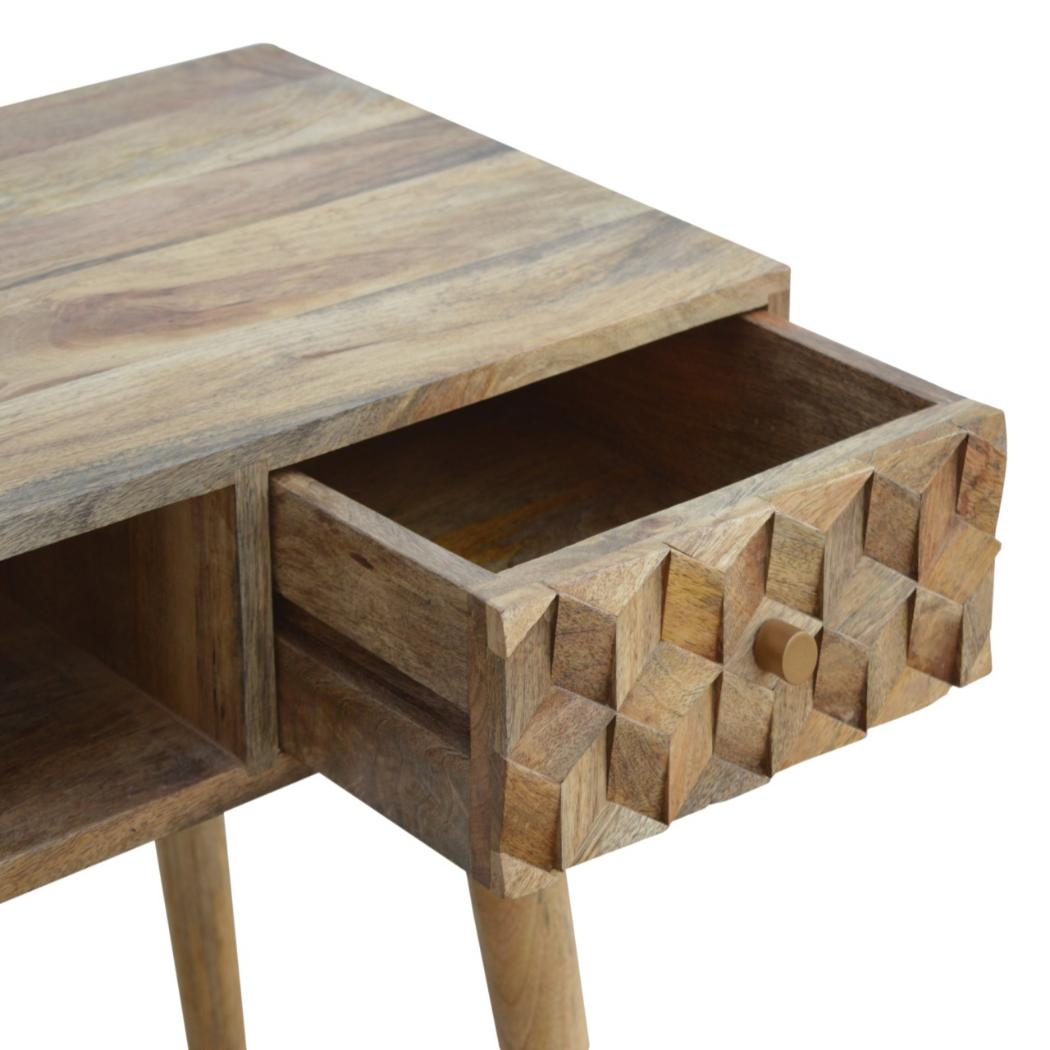 Cube Carved Writing Desk | Cube-Carved Detail | Home Office Desk