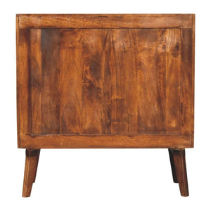 Cubed Brass Inlay Cabinet | Chestnut Finish | Geometric Storage