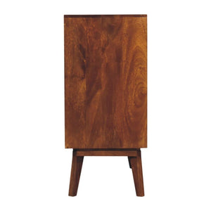 Cubed Brass Inlay Cabinet | Chestnut Finish | Geometric Storage