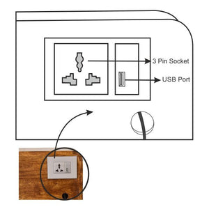Curve Chestnut Cable Bedside Table | Solid Mango Wood | 2 Drawers