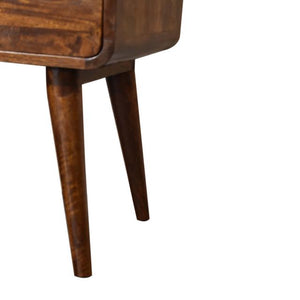 Curve Chestnut Cable Bedside Table | Solid Mango Wood | 2 Drawers