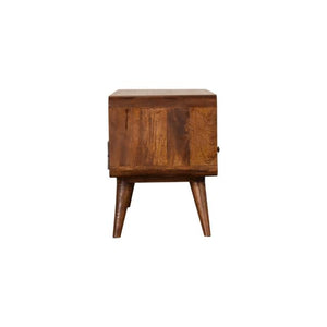 Curve Chestnut Cable TV Unit | Solid Mango Wood | 2 Drawers & Open Shelf