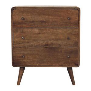 Curve Edge 3 Drawer Chest | Solid Wood Bedroom Storage