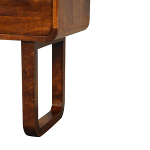 Curved Bedside Table | Solid Mango Wood | Chestnut Finish | 2 Drawers