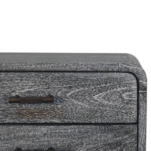 Curved Bedside Table | Solid Mango Wood | Sandblasted Ash Finish