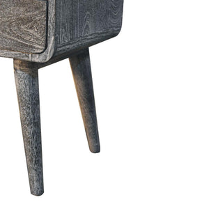 Curved Bedside Table | Solid Mango Wood | Sandblasted Ash Finish