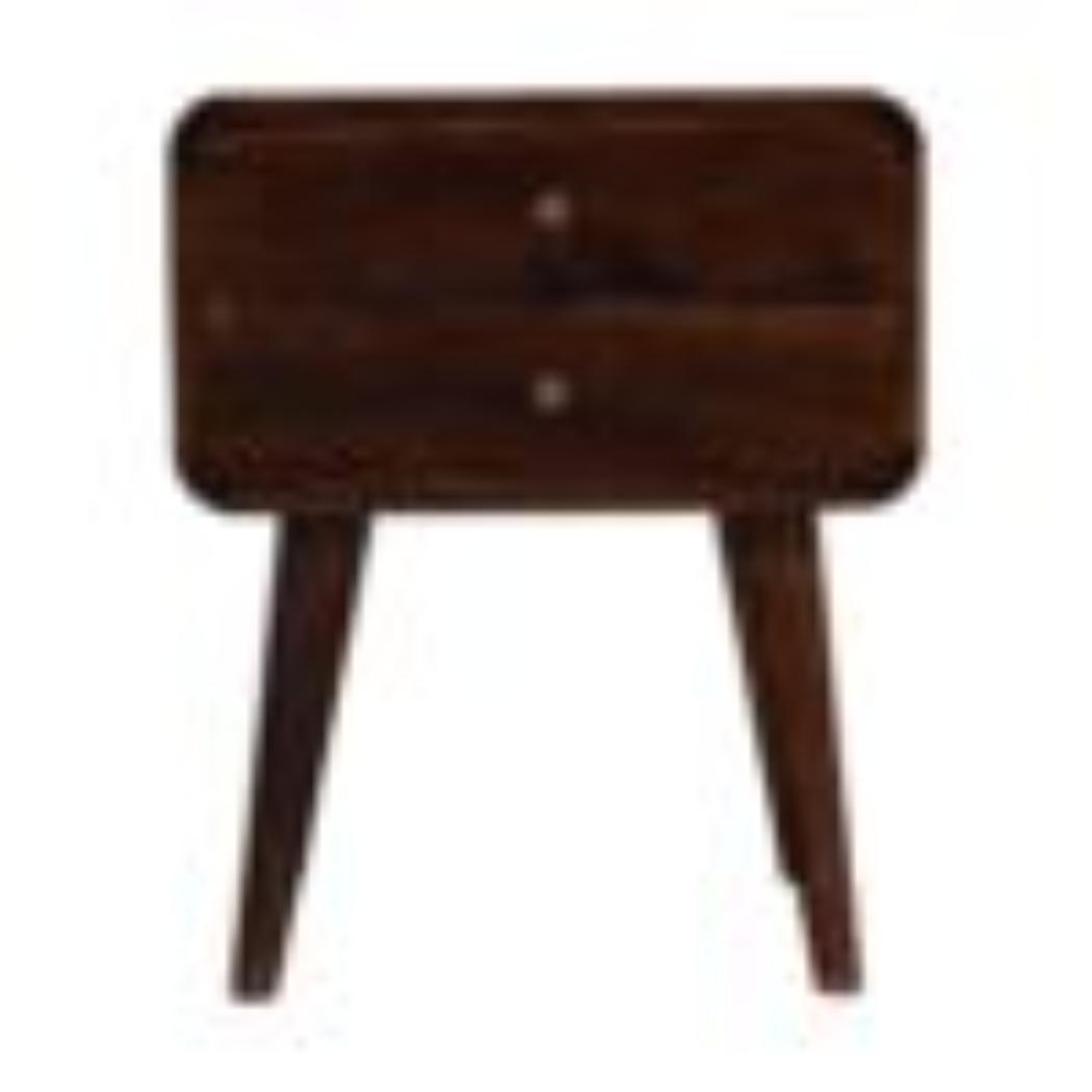 Curved Bedside Table | Walnut Finish | Rounded Bedroom Storage