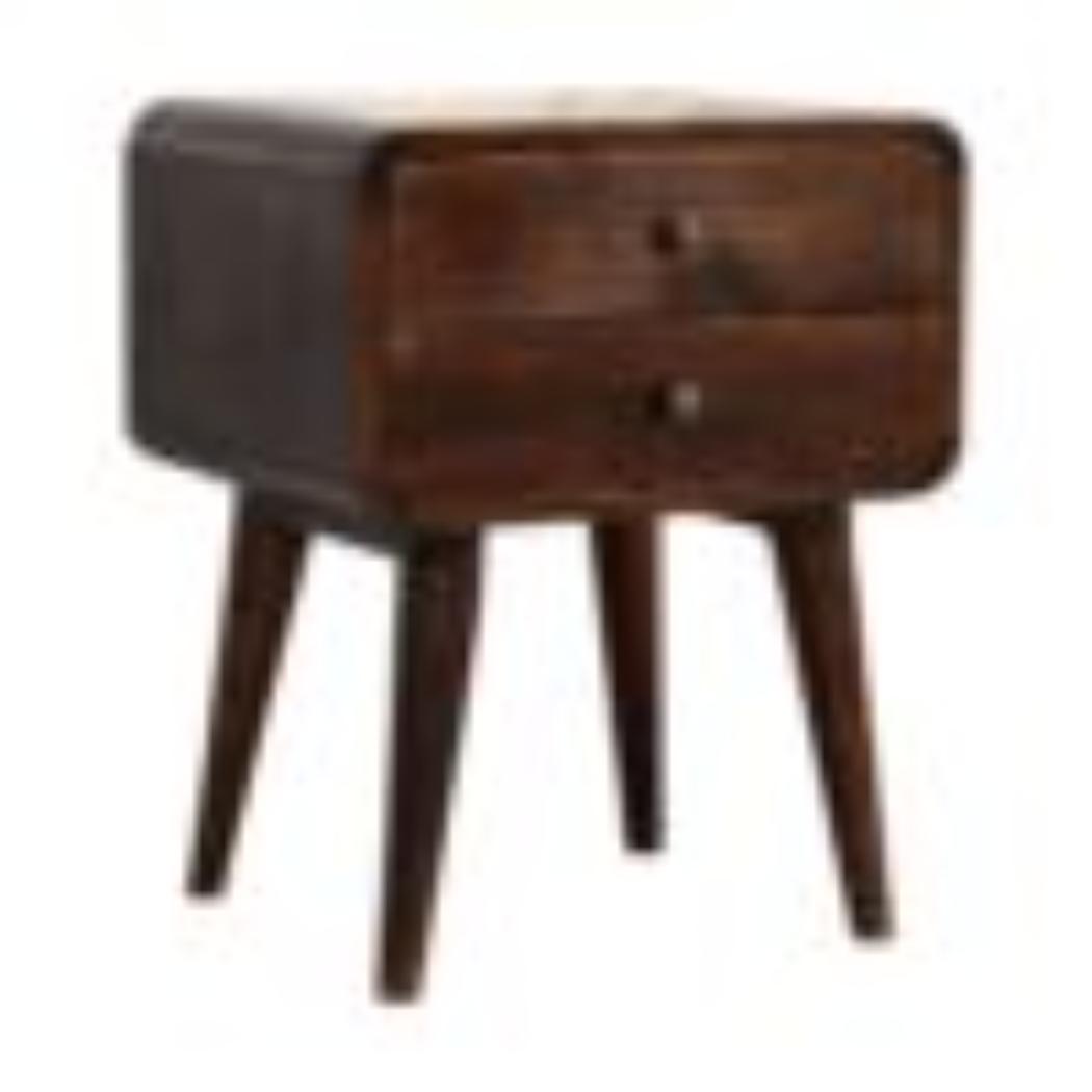 Curved Bedside Table | Walnut Finish | Rounded Bedroom Storage