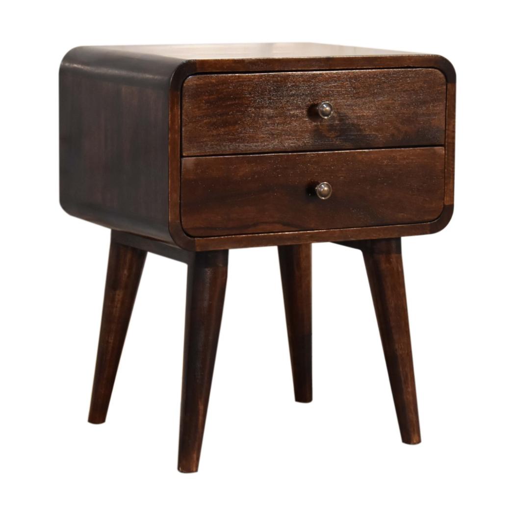 Curved Bedside Table | Walnut Finish | Rounded Bedroom Storage