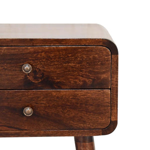 Curved Bedside Table | Walnut Finish | Rounded Bedroom Storage