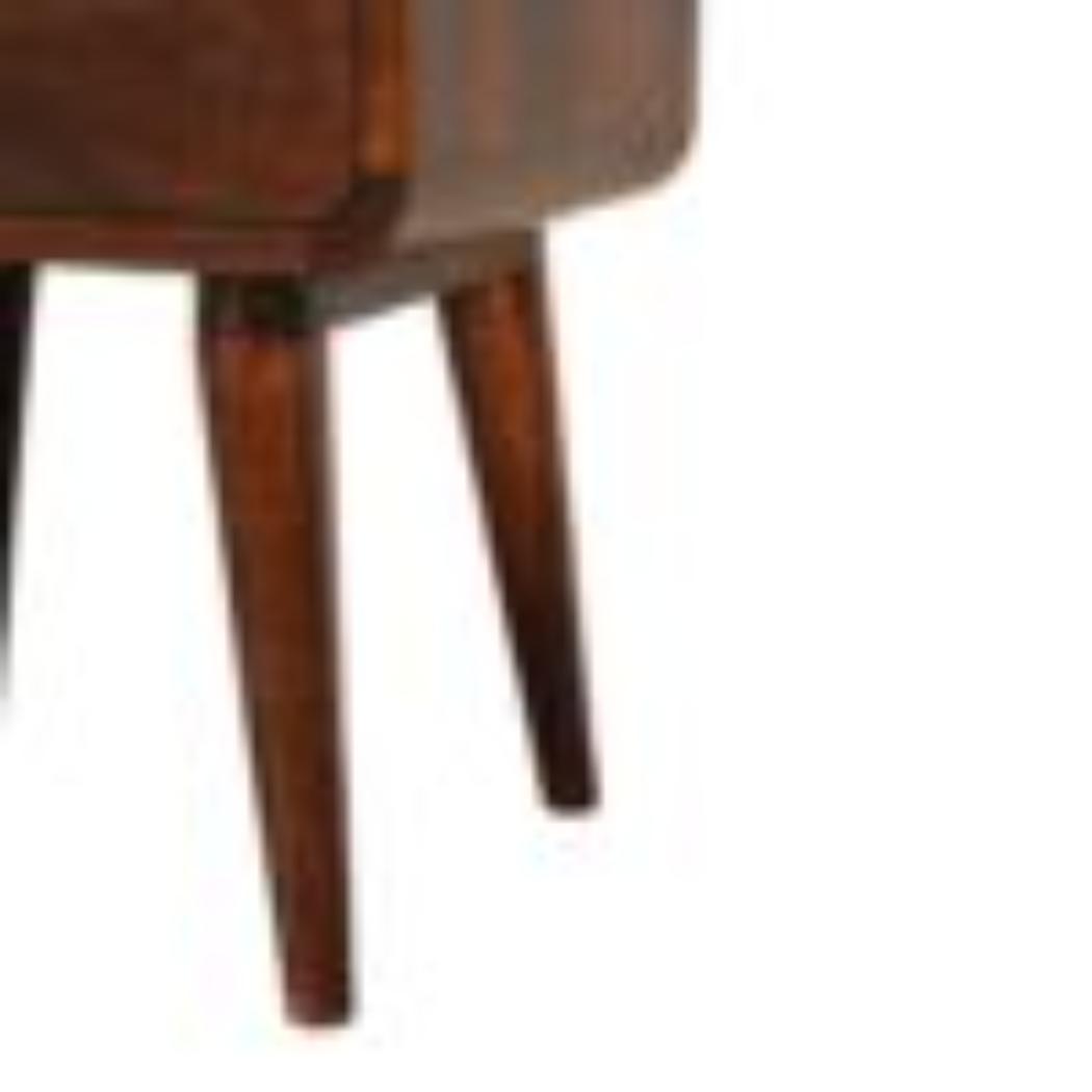 Curved Bedside Table | Walnut Finish | Rounded Bedroom Storage