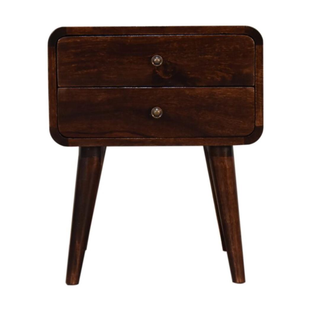 Curved Bedside Table | Walnut Finish | Rounded Bedroom Storage