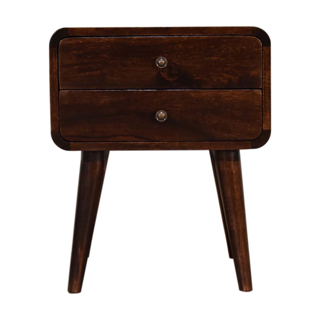 Curved Bedside Table | Walnut Finish | Rounded Bedroom Storage