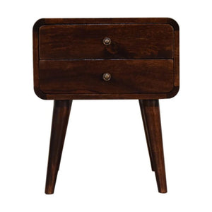 Curved Bedside Table | Walnut Finish | Rounded Bedroom Storage