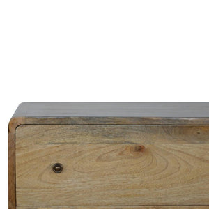 Curved Chest of Drawers | Solid Mango Wood | Oak Finish | Rounded Storage Cabinet