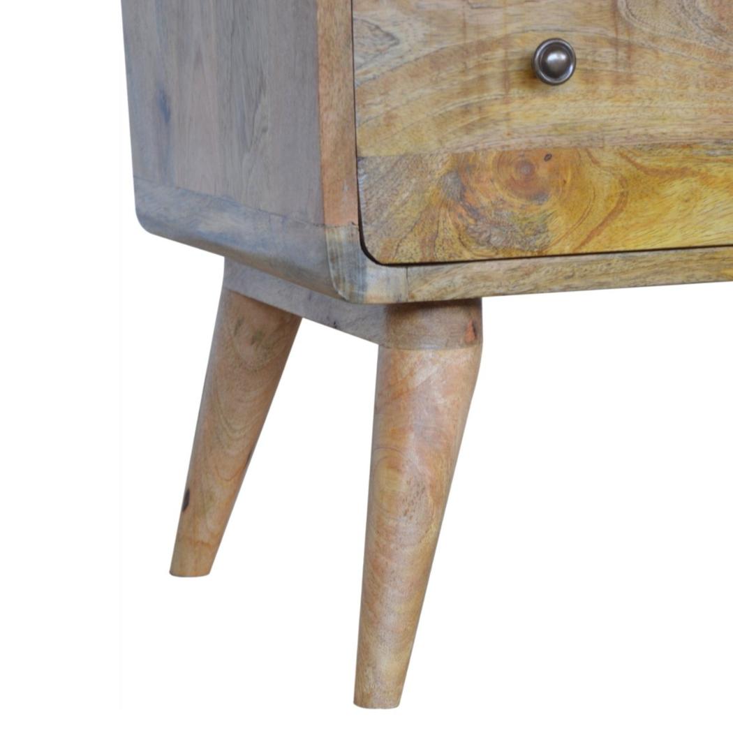 Curved Chest of Drawers | Solid Mango Wood | Oak Finish | Rounded Storage Cabinet