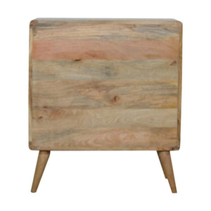 Curved Chest of Drawers | Solid Mango Wood | Oak Finish | Rounded Storage Cabinet