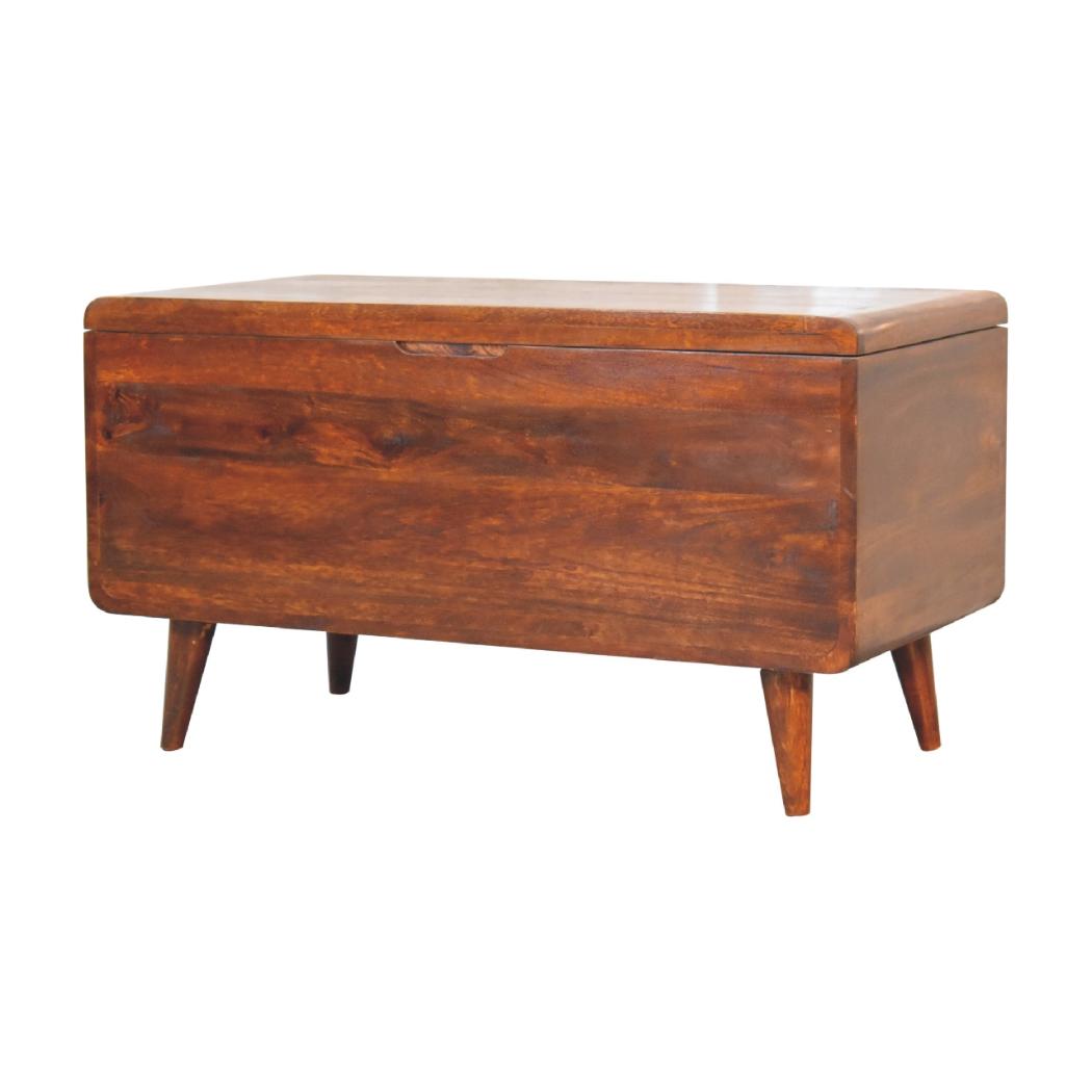 Curved Chestnut Blanket Box | Solid Mango Wood | Soft Curved Profile