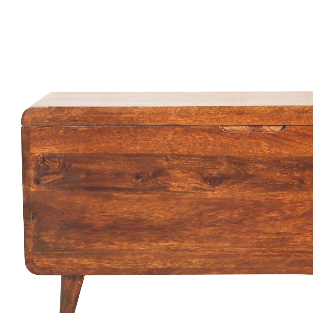 Curved Chestnut Blanket Box | Solid Mango Wood | Soft Curved Profile