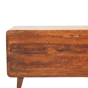 Curved Chestnut Blanket Box | Solid Mango Wood | Soft Curved Profile