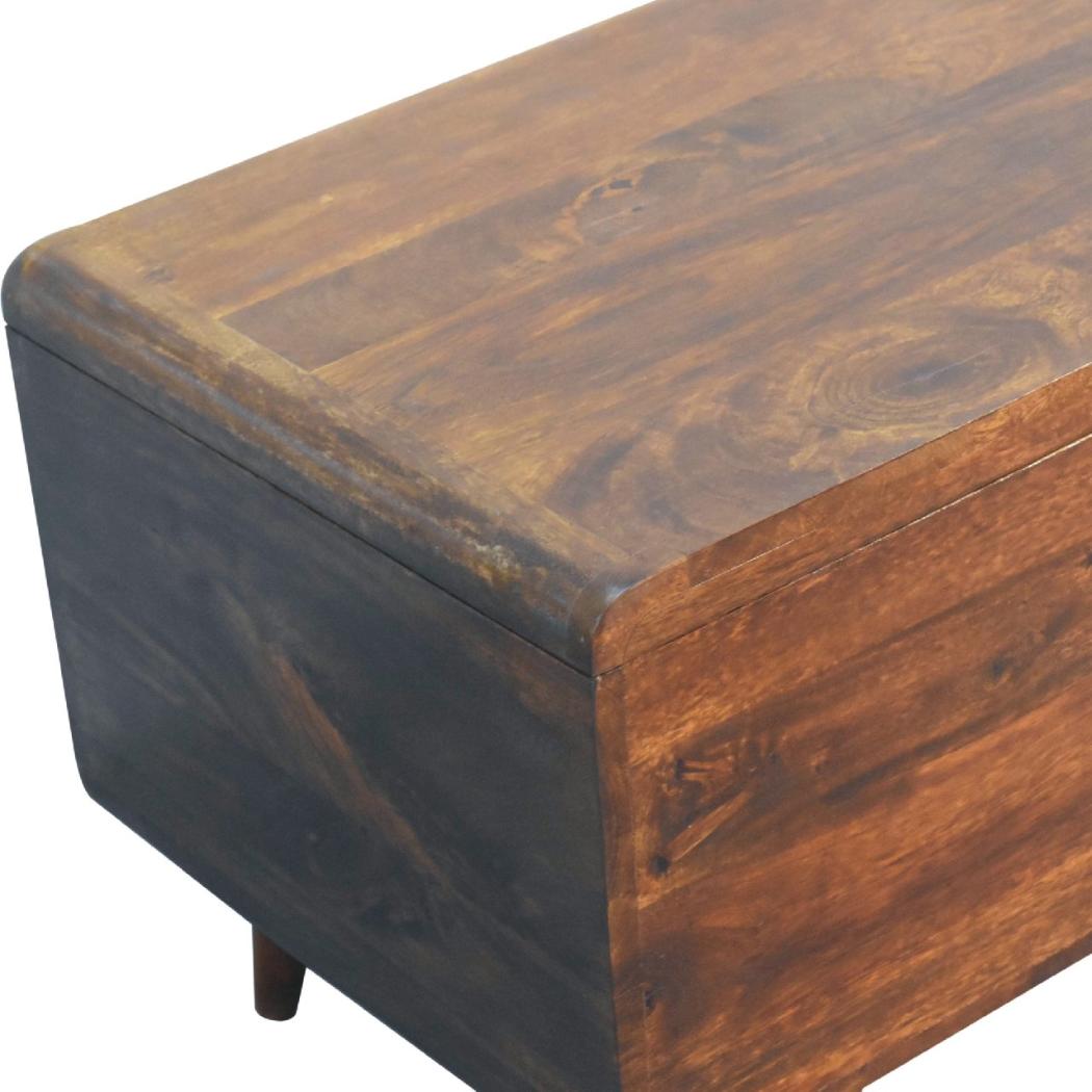 Curved Chestnut Blanket Box | Solid Mango Wood | Soft Curved Profile