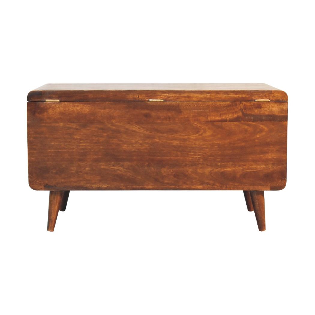 Curved Chestnut Blanket Box | Solid Mango Wood | Soft Curved Profile