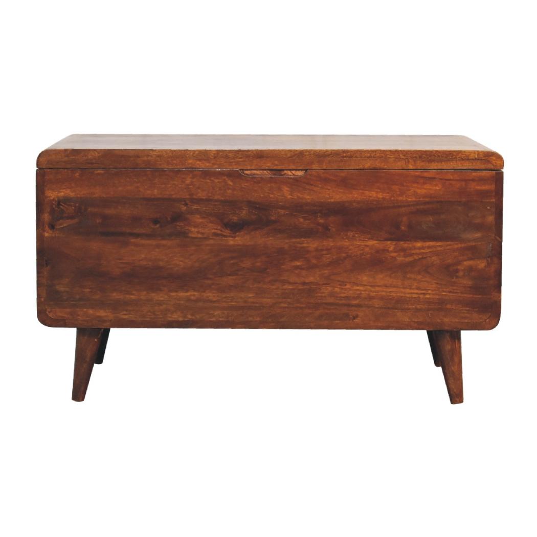 Curved Chestnut Blanket Box | Solid Mango Wood | Soft Curved Profile