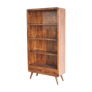 Curved Chestnut Bookcase | Solid Mango Wood | Soft Curved Profile