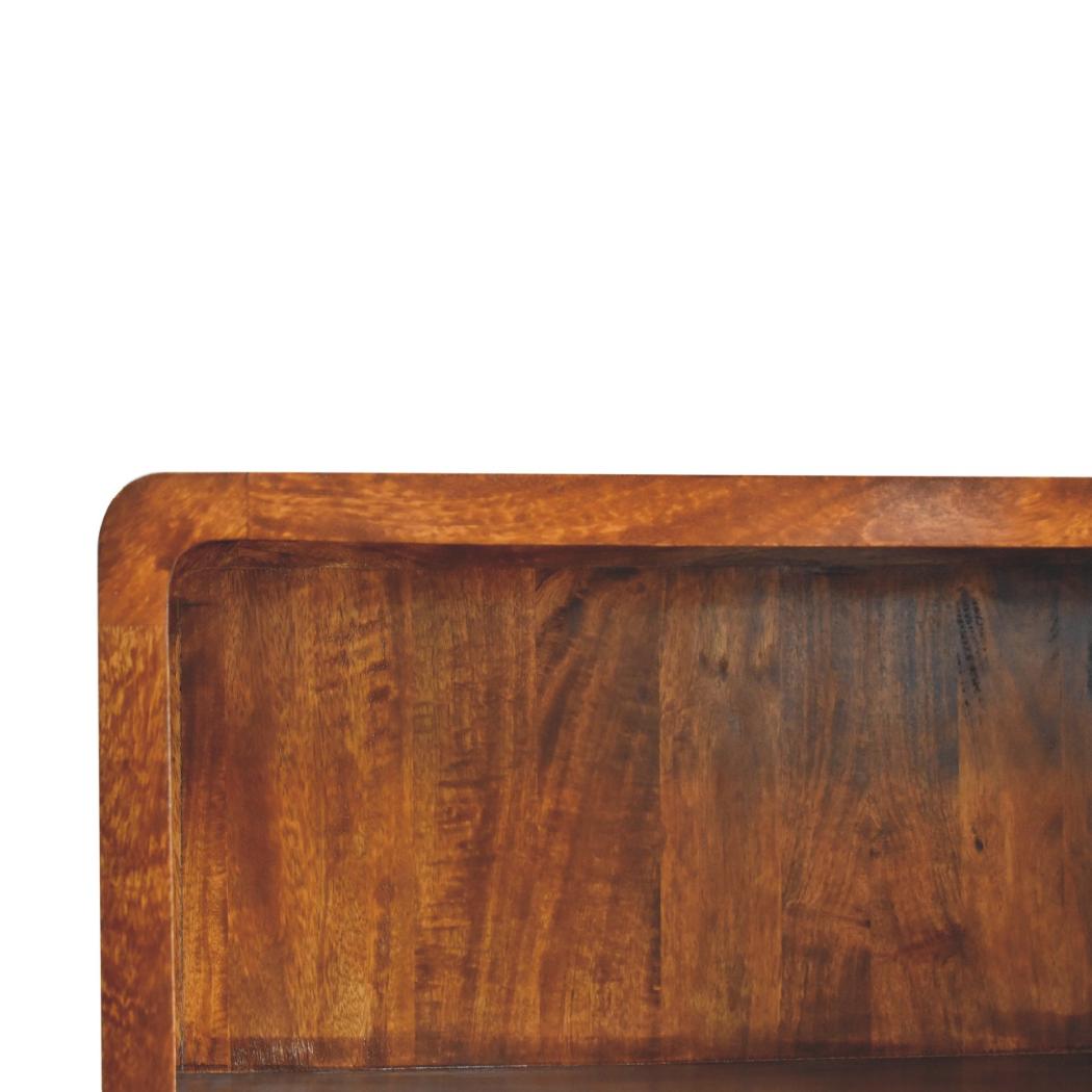 Curved Chestnut Bookcase | Solid Mango Wood | Soft Curved Profile