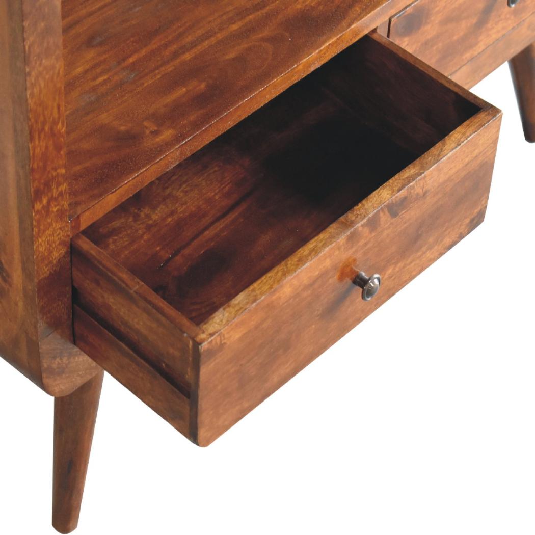 Curved Chestnut Bookcase | Solid Mango Wood | Soft Curved Profile