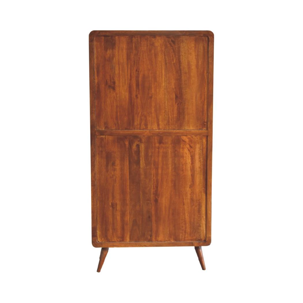 Curved Chestnut Bookcase | Solid Mango Wood | Soft Curved Profile