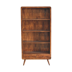 Curved Chestnut Bookcase | Solid Mango Wood | Soft Curved Profile