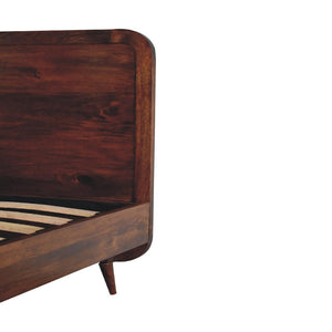 Curved Chestnut Double Bed | Solid Mango Wood | Soft Curved Profile