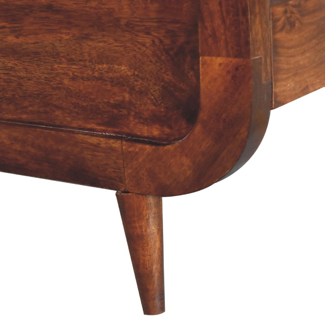 Curved Chestnut Double Bed | Solid Mango Wood | Soft Curved Profile