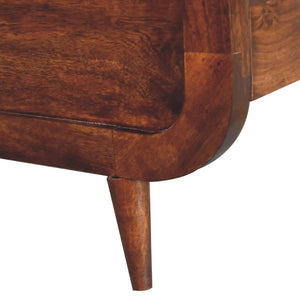 Curved Chestnut Double Bed | Solid Mango Wood | Soft Curved Profile