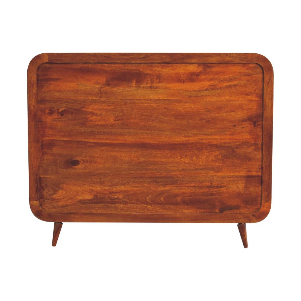 Curved Chestnut Double Bed | Solid Mango Wood | Soft Curved Profile
