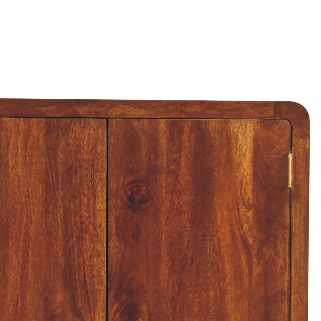 Curved Chestnut Wardrobe | Solid Mango Wood | Soft Curved Profile