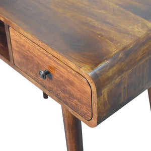 Curved Chestnut Writing Desk | Solid Mango Wood | Home Office Table