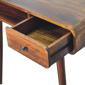 Curved Chestnut Writing Desk | Solid Mango Wood | Home Office Table