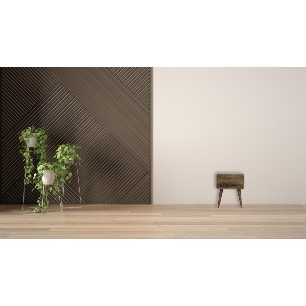 Curved Classic Bedside Table | Solid Mango Wood | Grey Wash Finish | Compact Storage
