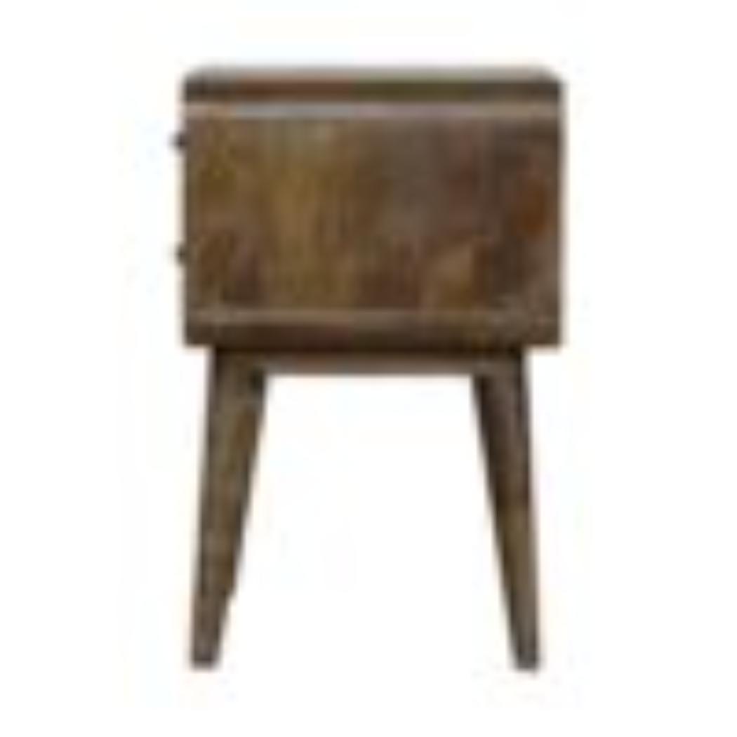 Curved Classic Bedside Table | Solid Mango Wood | Grey Wash Finish | Compact Storage