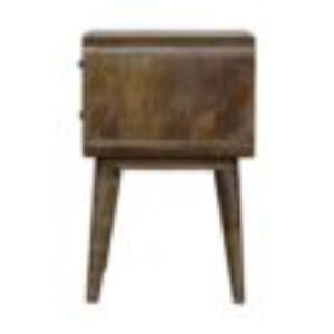 Curved Classic Bedside Table | Solid Mango Wood | Grey Wash Finish | Compact Storage