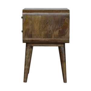 Curved Classic Bedside Table | Solid Mango Wood | Grey Wash Finish | Compact Storage