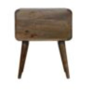 Curved Classic Bedside Table | Solid Mango Wood | Grey Wash Finish | Compact Storage